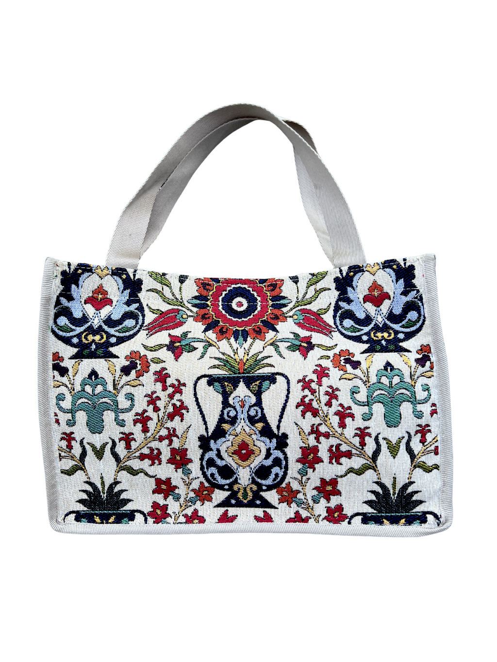 Woven Tapestry Tote Bag | Assorted Designs | 13" Cotton Everyday Shopping Bag | Hook & Loop Closure