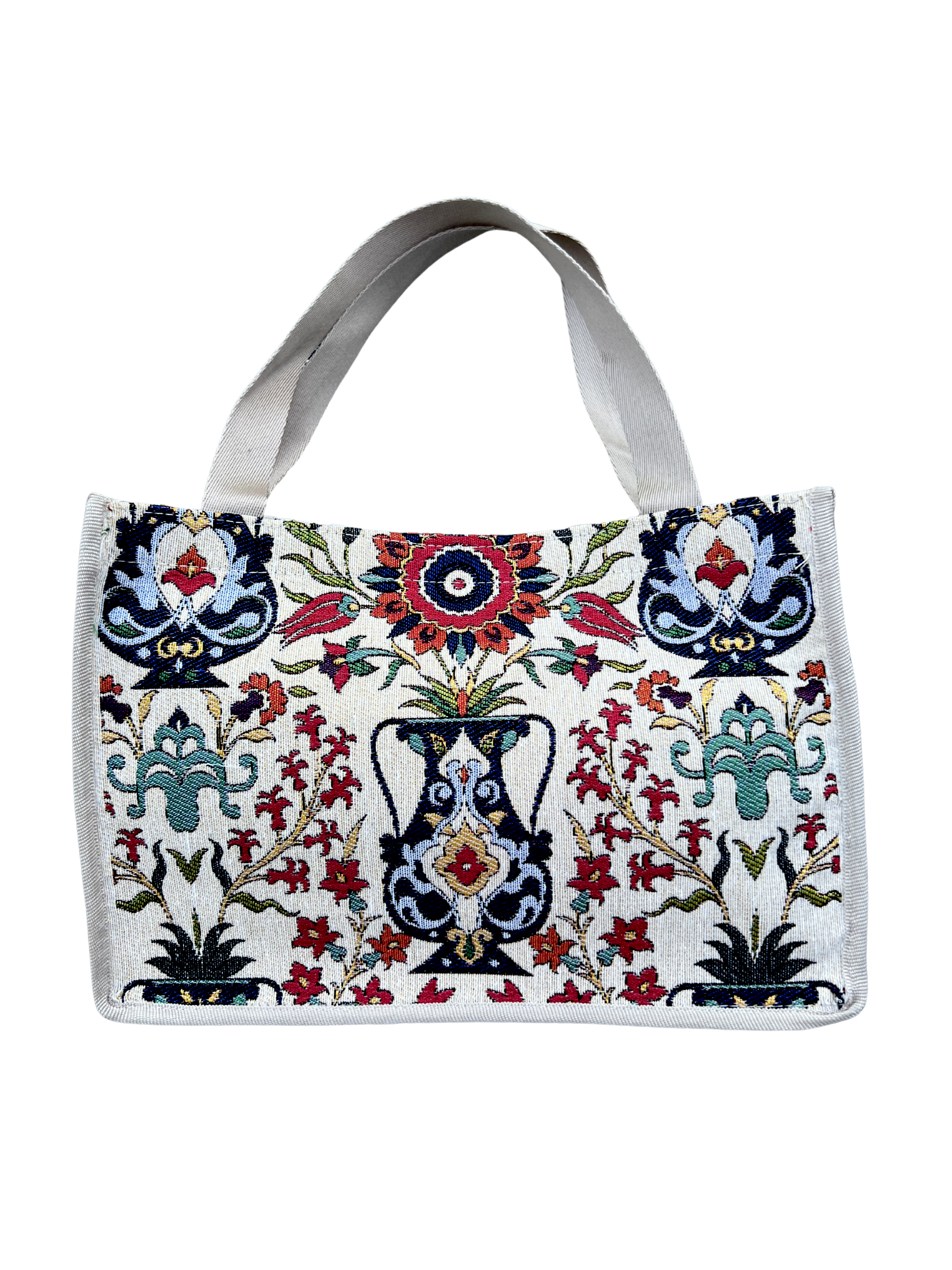 Woven Tapestry Tote Bag | Assorted Designs | 13" Cotton Everyday Shopping Bag | Hook & Loop Closure