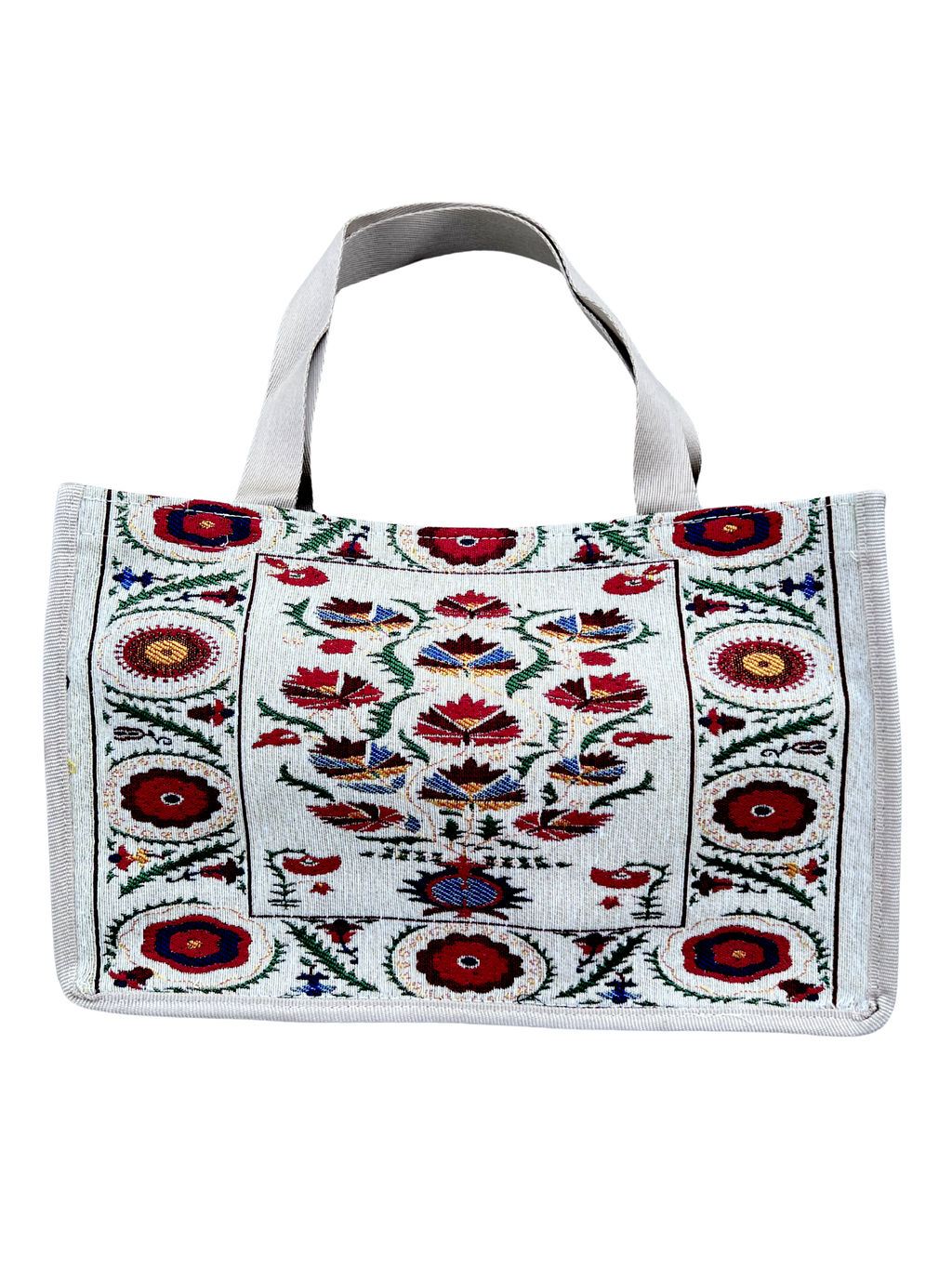 Woven Tapestry Tote Bag | Assorted Designs | 13" Cotton Everyday Shopping Bag | Hook & Loop Closure