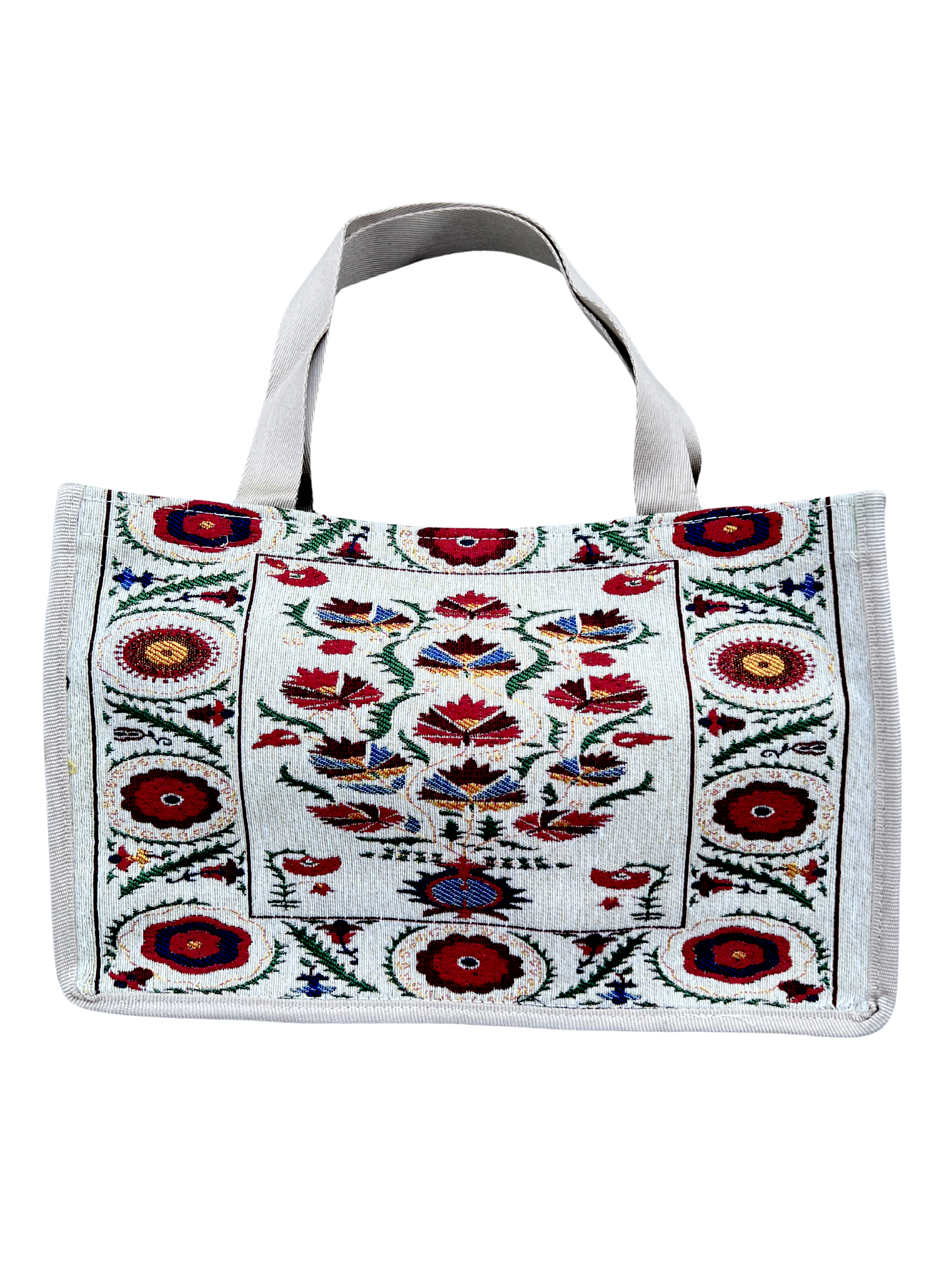 Woven Tapestry Tote Bag | Assorted Designs | 13" Cotton Everyday Shopping Bag | Hook & Loop Closure