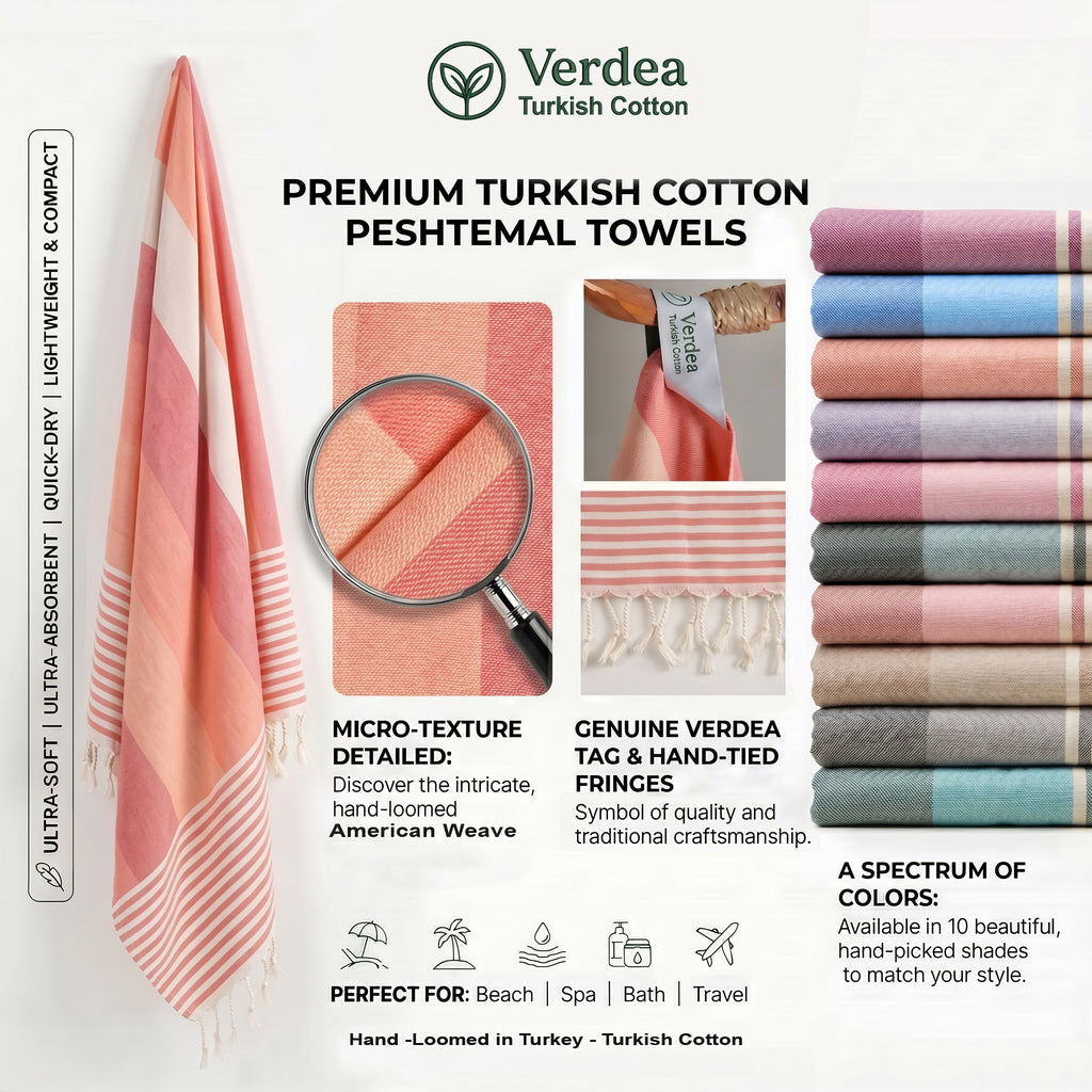 Orange Premium Turkish Cotton Peshtemal – Lightweight Spa & Beach Towel, Soft, Absorbent & Quick Dry (APS-01)