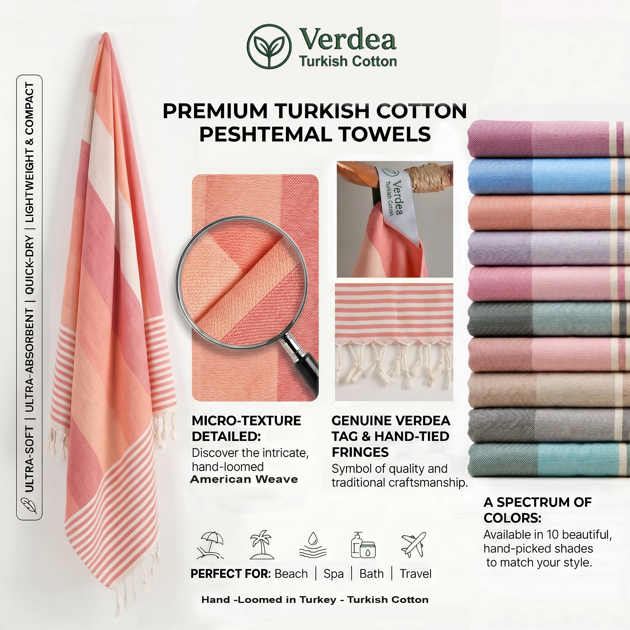 Orange Premium Turkish Cotton Peshtemal – Lightweight Spa & Beach Towel, Soft, Absorbent & Quick Dry (APS-01)