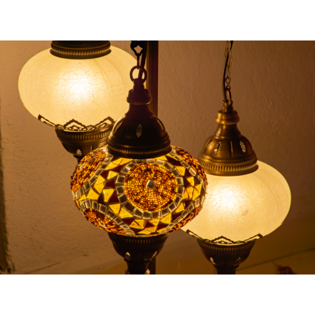 3 Globe Turkish Mosaic Floor Lamp (Moroccan Gold)