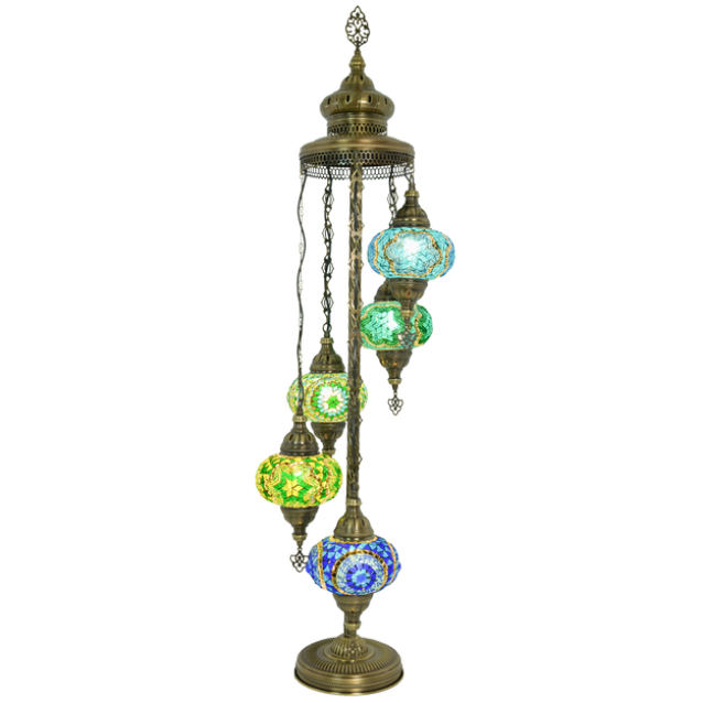 5 Globe Turkish Mosaic Floor Lamp (Mint)