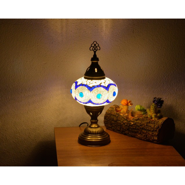 Turkish Mosaic Table Lamp (White Blue)