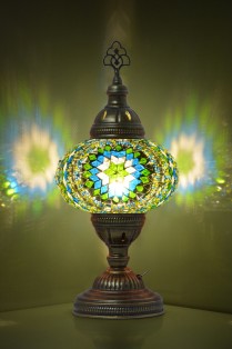 Battery Operated Mosaic Table Lamp (Light Green)