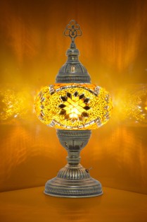 Battery Operated Mosaic Table Lamp (Orange)