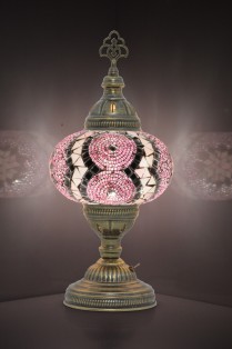 Battery Operated Mosaic Table Lamp (Pink)