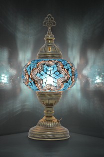 Battery Operated Mosaic Table Lamp (Turquoise Blue)