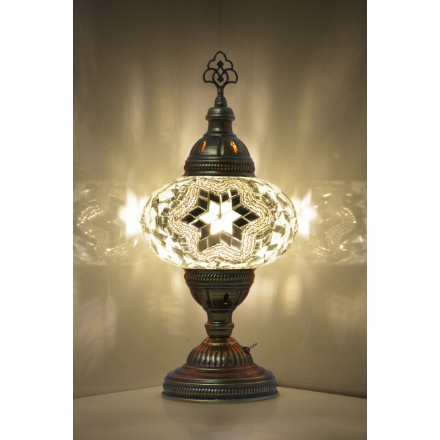 Battery Operated Mosaic Table Lamp (White Star)