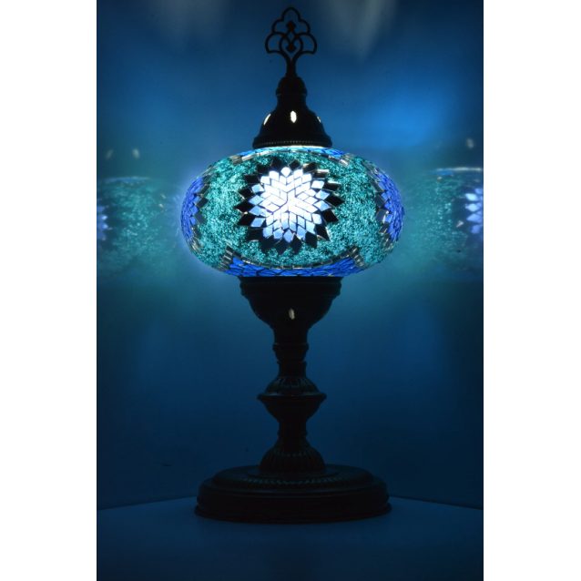 Turkish XL Globe Mosaic Table Lamp (Blue Sky)