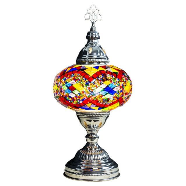Chrome Finished Silver Color Mosaic Table Lamp (Anatolian Rug)