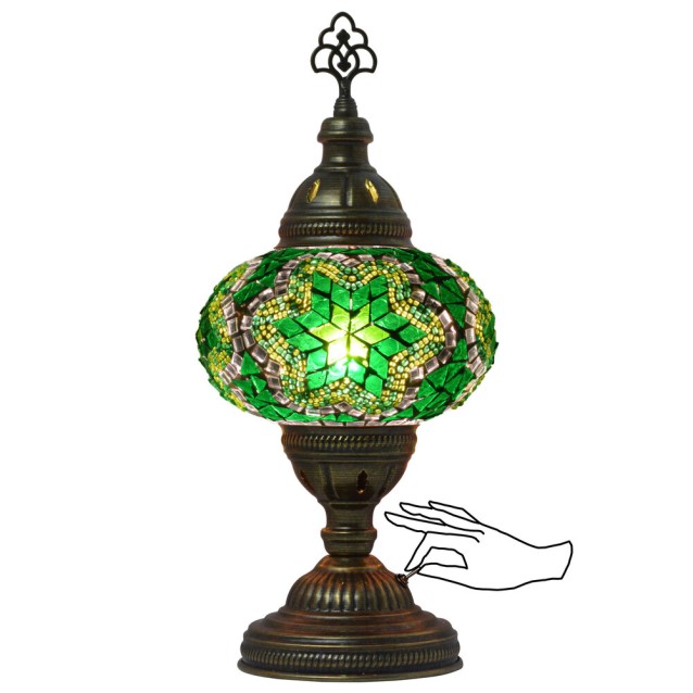 Battery Operated Mosaic Table Lamp (Green Star)