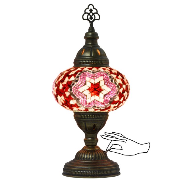 Battery Operated Mosaic Table Lamp (Pink Red)