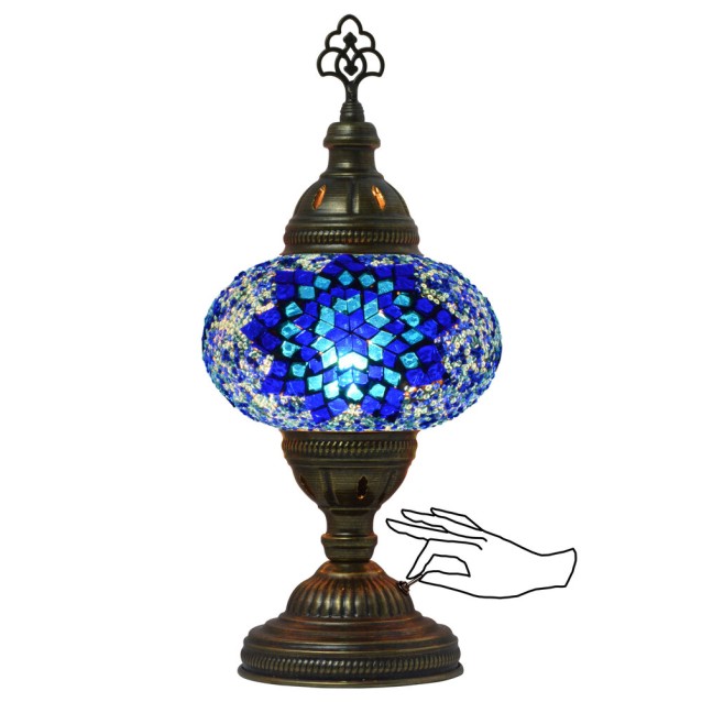 Battery Operated Mosaic Table Lamp (Sea Blue)