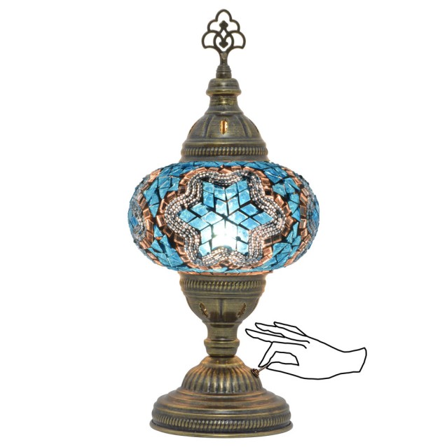 Battery Operated Mosaic Table Lamp (Turquoise Blue)