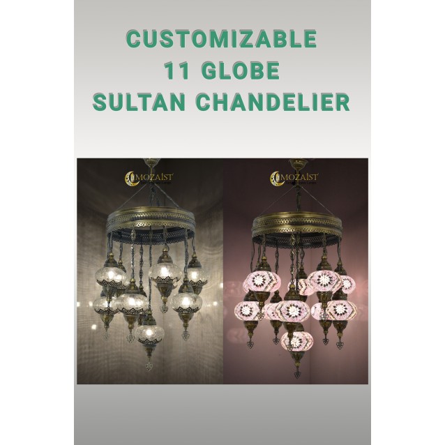 Customize 11 Globe Mosaic Sultan Chandeliers