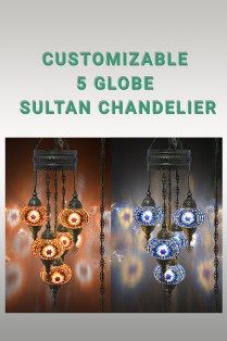 Customize 5 Globe Mosaic Sultan Chandeliers