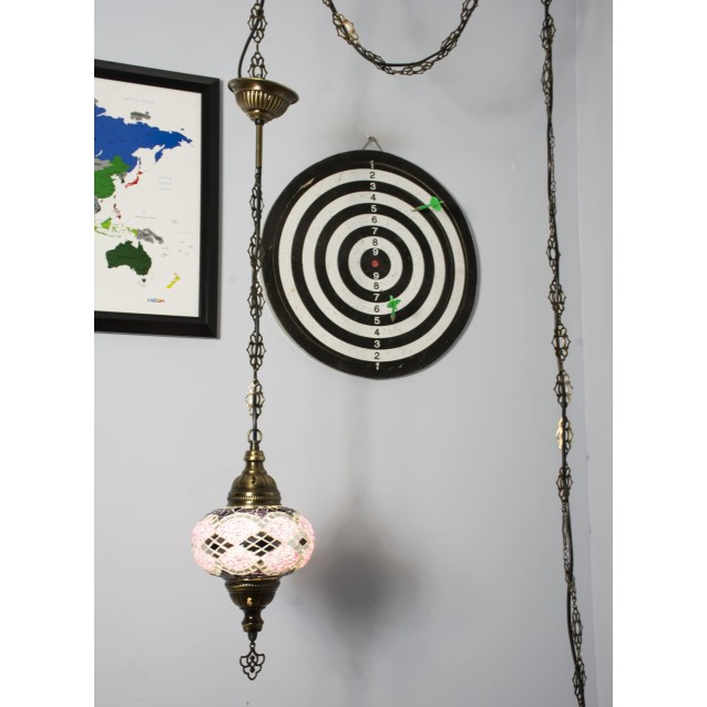 One Light Turkish Mosaic Hanging Lamp (Diamond Purple)