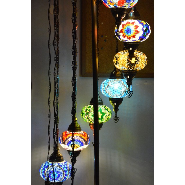 11 Globe Turkish Mosaic Floor Lamp (Multicolor)