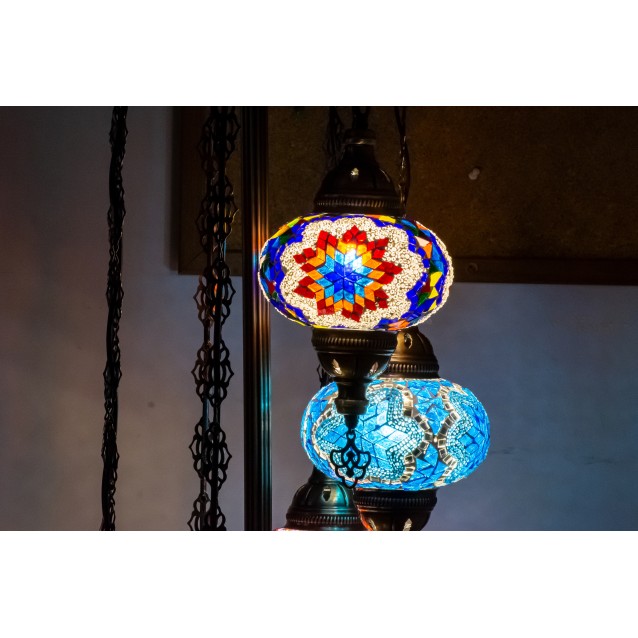 7 Globe Turkish Mosaic Floor Lamp (Multicolor)