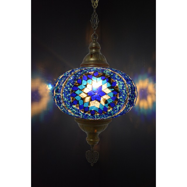XL Mosaic Hanging Lamp (Blue Flower)