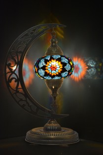 Moon Shaped Crescent Mosaic Table Lamp (Daisy Mix)