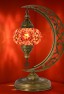 Moon Shaped Crescent Mosaic Table Lamp (Reddish Orange)