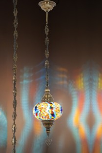 One Light Turkish Mosaic Hanging Lamp (Multi Ring Star)