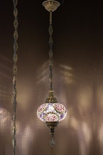 One Light Turkish Mosaic Hanging Lamp (Purple Evil Eye)