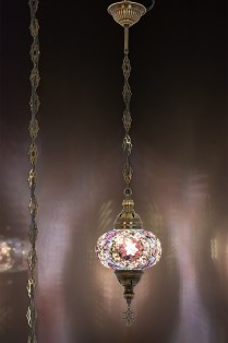 One Light Turkish Mosaic Hanging Lamp (Purple Star)