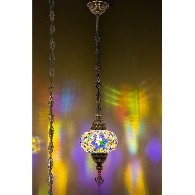 One Light Turkish Mosaic Hanging Lamp (Queen Mix)
