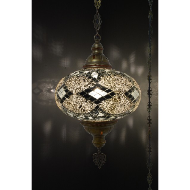 XL Mosaic Hanging Lamp (White Diamonds)