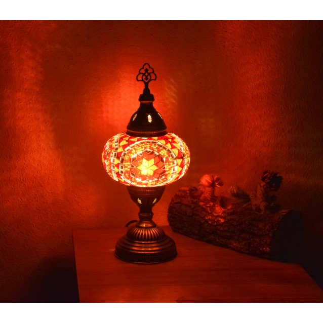 Turkish Mosaic Table Lamp (Reddish Orange)