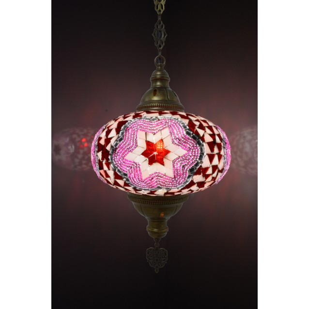 XL Mosaic Hanging Lamp (Pink Red)