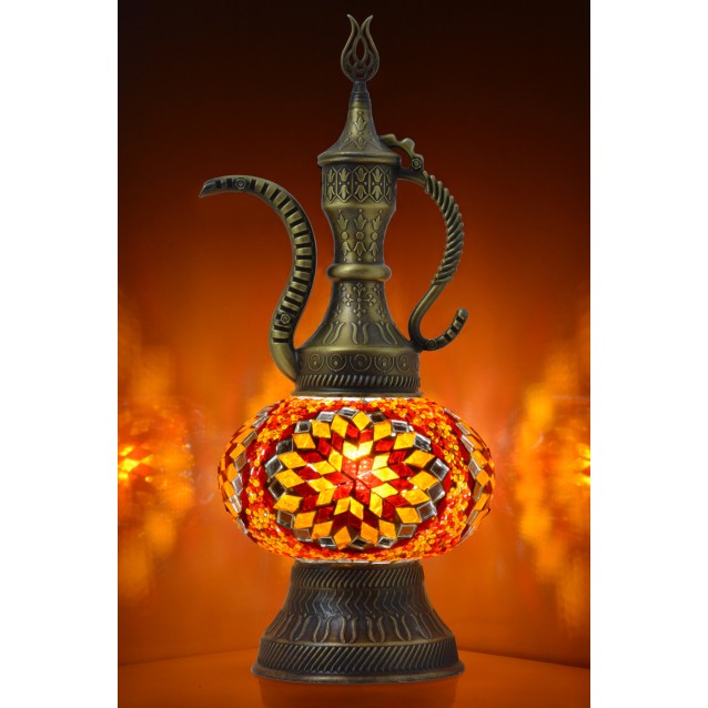 Pitcher (Teapot) Mosaic Table Lamp (Orange Red)