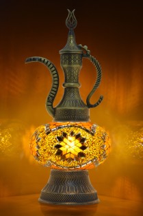 Pitcher (Teapot) Mosaic Table Lamp (Orange)