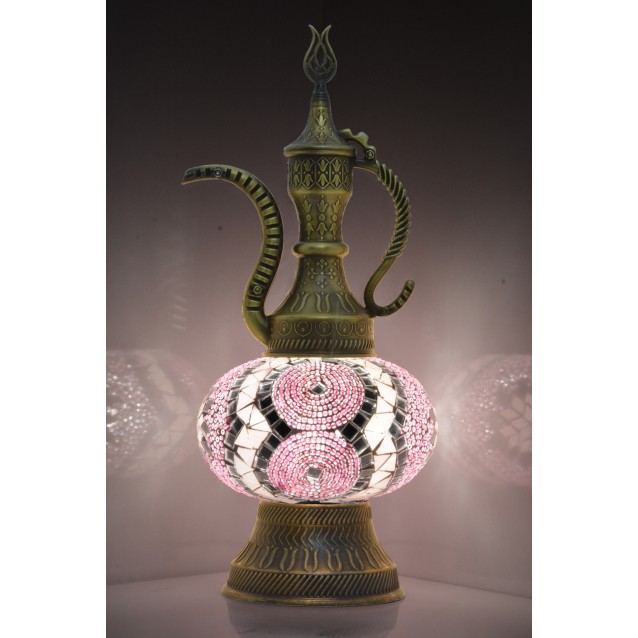 Pitcher (Teapot) Mosaic Table Lamp (Pink)
