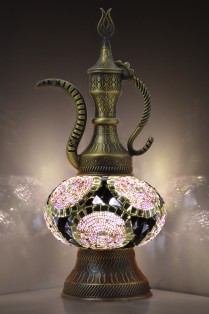 Pitcher (Teapot) Mosaic Table Lamp (Purple Evil Eye)