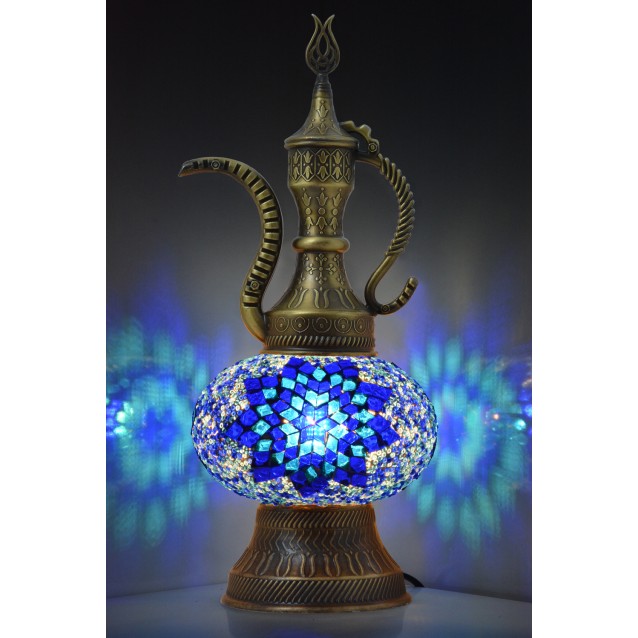 Pitcher (Teapot) Mosaic Table Lamp (Sea Blue)