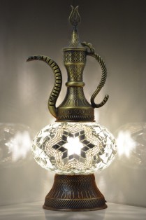 Pitcher (Teapot) Mosaic Table Lamp (White Star)