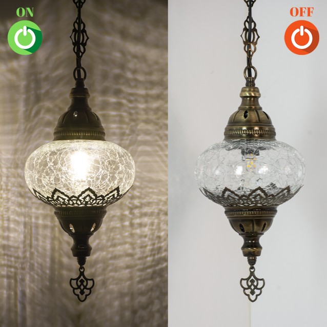 One Light Turkish Mosaic Hanging Lamp (Crack Clear)