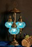 3 Globe Turkish Mosaic Table Lamp (Sea Blue)