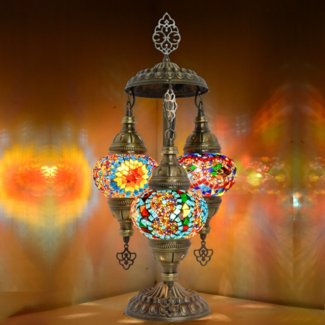 3 Globe Turkish Mosaic Table Lamp (Cappadocia Balloon)