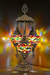 3 Globe Turkish Mosaic Table Lamp (Kilim Design)
