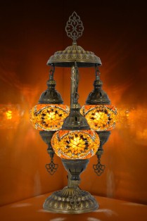3 Globe Turkish Mosaic Table Lamp (Orange Star)