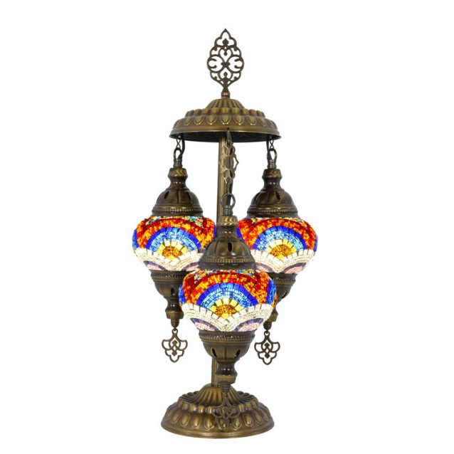 3 Globe Turkish Mosaic Table Lamp (Pride)