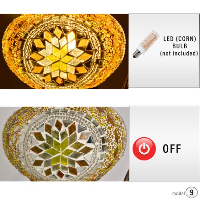 3 Globe Turkish Mosaic Table Lamp (Yellow)