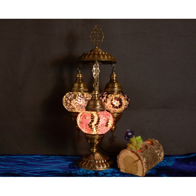 3 Globe Turkish Mosaic Table Lamp (Purple Basil)