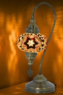 Turkish Swan Neck Mosaic Table Lamp (Brown Flower)